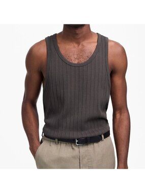 NWT Madewell Men's Large Textured Tank Top Soft Charcoal Gray Lounge Summer